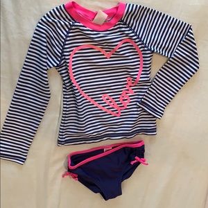 OshKosh girls rash guard top & bathing suit bottom